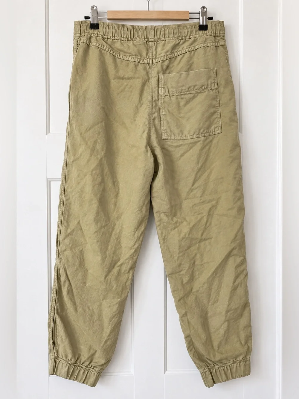 Zara Khaki Green Linen Cargo Jogger Pants Size L